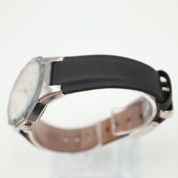 Kenneth Cole Reaction Watch 34mm Dodecagon Silver Tone Black Leather KC2471 - Picture 13 of 16